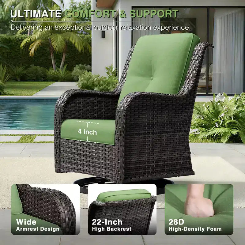 UPTIOT Premium 2-Seat Outdoor Sofa Set with Swivel Chairs & Multi-Functional Ottomans