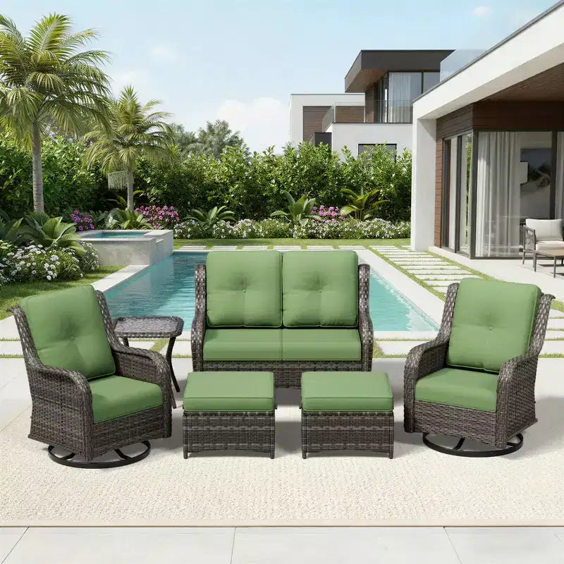 UPTIOT Premium 2-Seat Outdoor Sofa Set with Swivel Chairs & Multi-Functional Ottomans