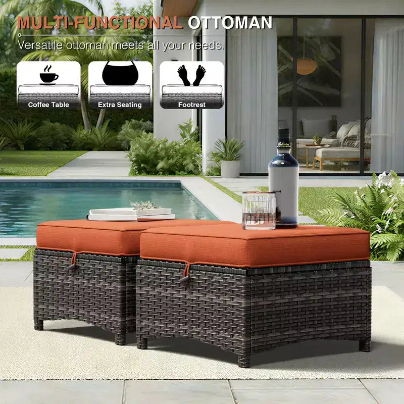 UPTIOT Premium 2-Seat Outdoor Sofa Set with Swivel Chairs & Multi-Functional Ottomans
