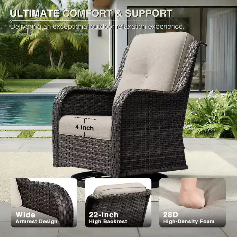 UPTIOT Premium 2-Seat Outdoor Sofa Set with Swivel Chairs & Multi-Functional Ottomans
