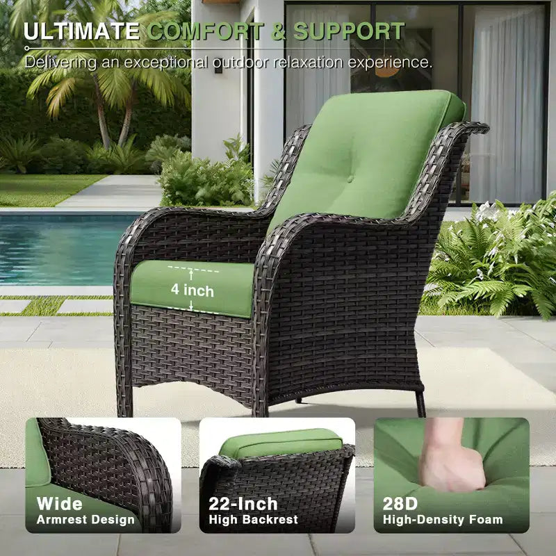 UPTIOT Premium Handwoven Wicker Outdoor Seating Set with Multi-Functional Ottomans
