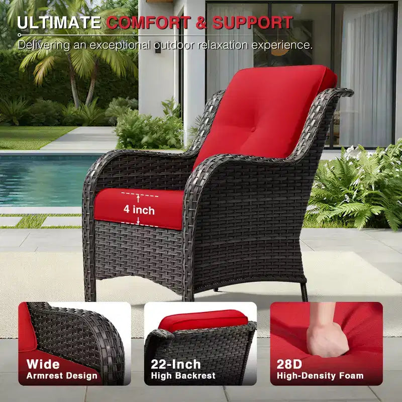 UPTIOT Premium Handwoven Wicker Outdoor Seating Set with Multi-Functional Ottomans