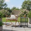Christopher Knight Home Hannelore 2 Piece Outdoor Rattan Rocking Chair with Ceramic Tile End Table