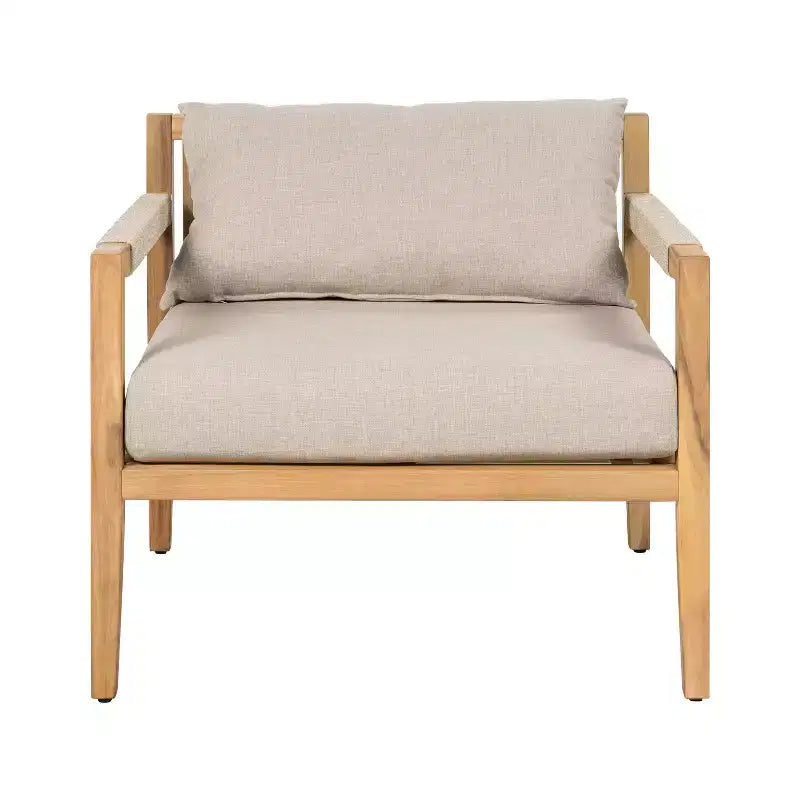 Christopher Knight Home Ilaria 2 Piece Outdoor Acacia Wood Rope Chair with Ceramic Tile End Table
