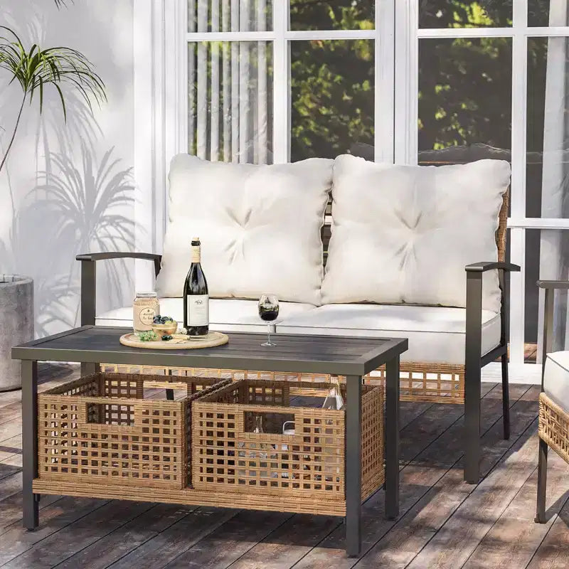LAUSAINT HOME 4-Piece Patio Conversation Set, Comfortable Oversized Outdoor Furniture Set