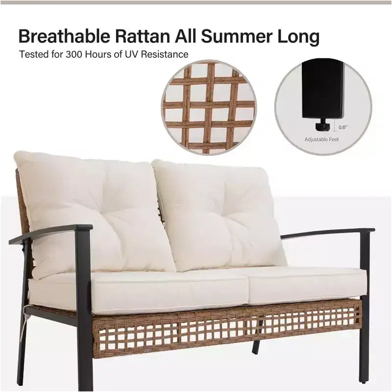 LAUSAINT HOME 4-Piece Patio Conversation Set, Comfortable Oversized Outdoor Furniture Set