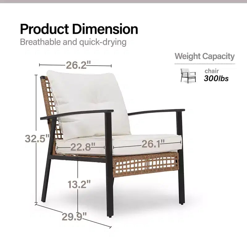 LAUSAINT HOME 4-Piece Patio Conversation Set, Comfortable Oversized Outdoor Furniture Set