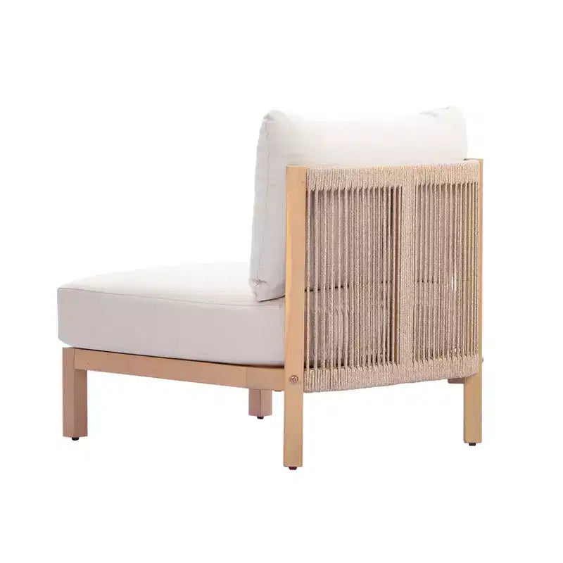 Christopher Knight Home Panupong Modern 5 Piece Acacia Wood Patio Seating Set with Rope-Braided Backrest and Cushions
