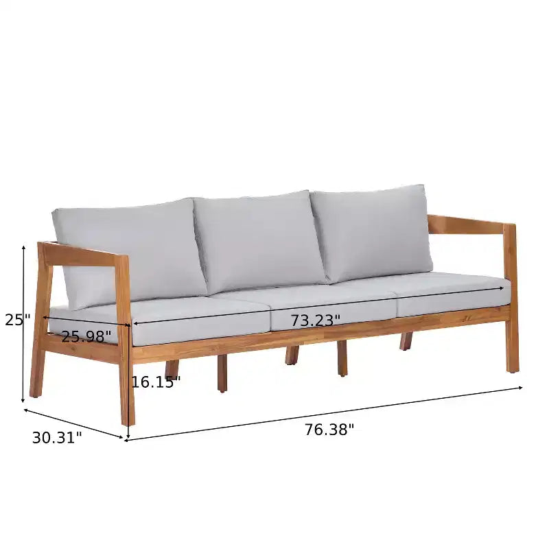 Christopher Knight Home Phichai Modern 5 Piece Acacia Wood Patio Seating Set with Cushions and Slatted Table