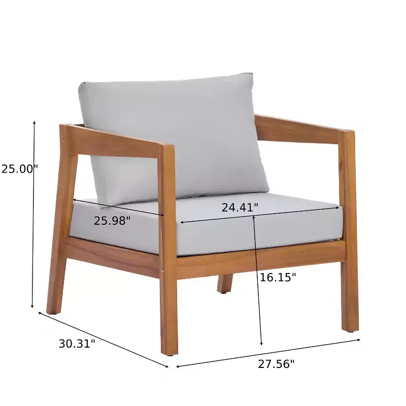 Christopher Knight Home Phichai Modern 5 Piece Acacia Wood Patio Seating Set with Cushions and Slatted Table