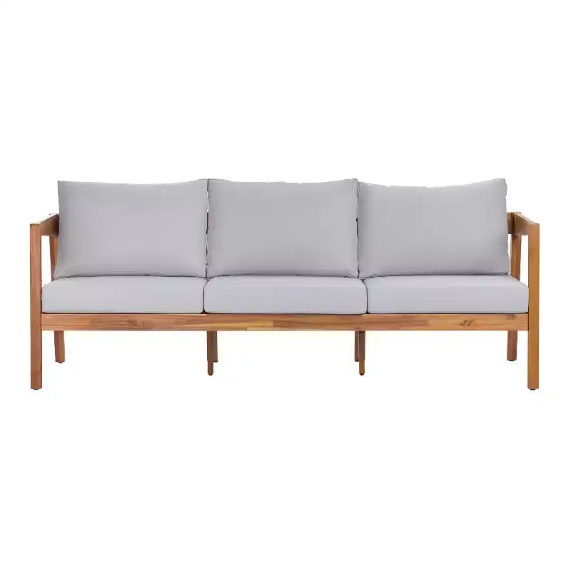 Christopher Knight Home Phichai Modern 5 Piece Acacia Wood Patio Seating Set with Cushions and Slatted Table