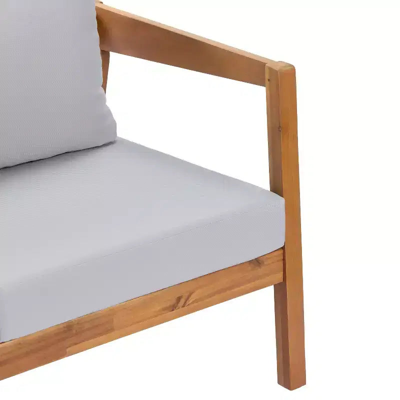 Christopher Knight Home Phichai Modern 5 Piece Acacia Wood Patio Seating Set with Cushions and Slatted Table