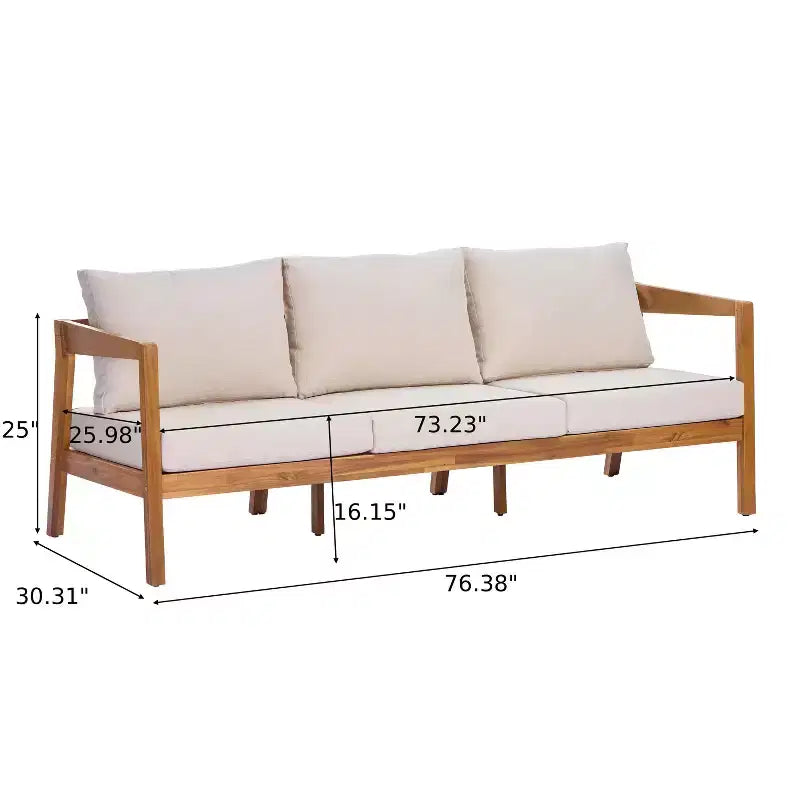 Christopher Knight Home Phichai Modern 5 Piece Acacia Wood Patio Seating Set with Cushions and Slatted Table