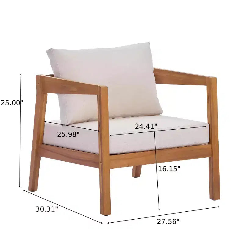 Christopher Knight Home Phichai Modern 5 Piece Acacia Wood Patio Seating Set with Cushions and Slatted Table
