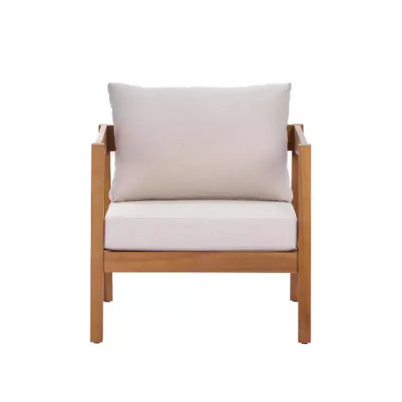 Christopher Knight Home Phichai Modern 5 Piece Acacia Wood Patio Seating Set with Cushions and Slatted Table