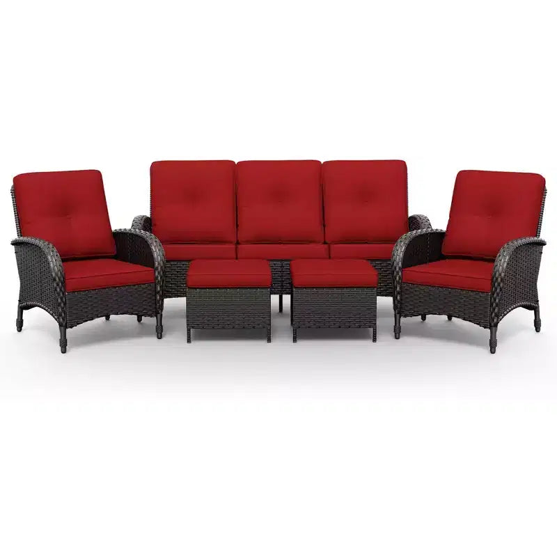 UPTIOT Modular Outdoor Sofa Set with Convertible Ottomans and All-Weather Cushions