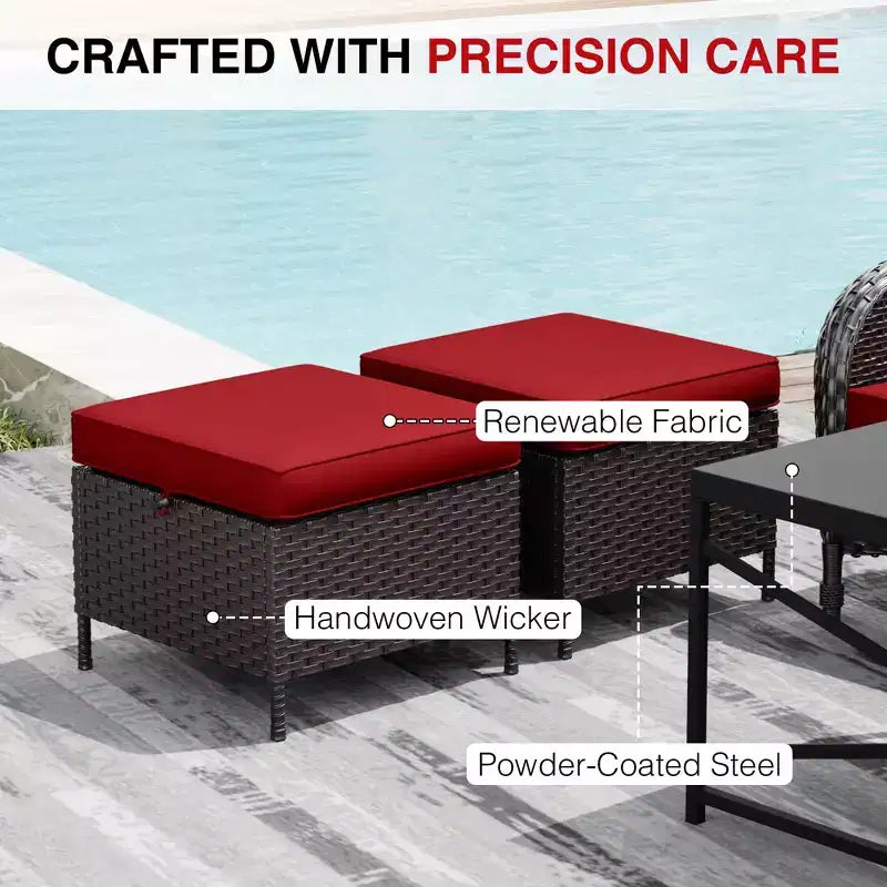 UPTIOT Modular Outdoor Sofa Set with Convertible Ottomans and All-Weather Cushions