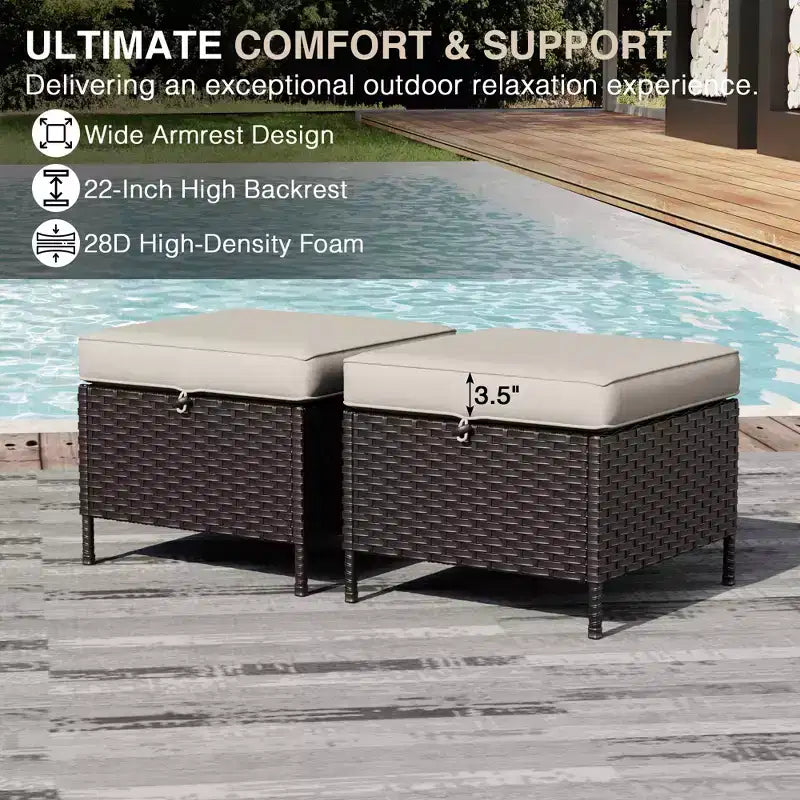 UPTIOT Modular Outdoor Sofa Set with Convertible Ottomans and All-Weather Cushions