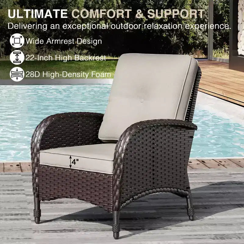 UPTIOT Modular Outdoor Sofa Set with Convertible Ottomans and All-Weather Cushions