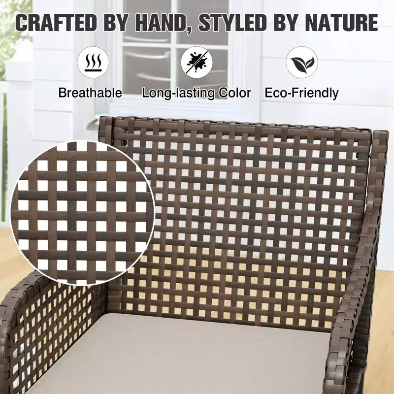 EAGLE PEAK Outdoor Dining Sets, Patio Table Set with Umbrella Hole, 2 Chairs and Bench, Brown/Beige