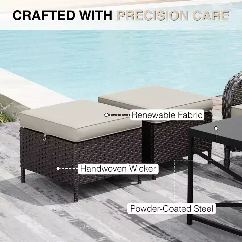 UPTIOT Outdoor Patio Set with Sofas, Swivel Chairs, Ottomans, and Side Table