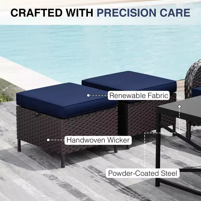 UPTIOT Outdoor Patio Set with Sofas, Swivel Chairs, Ottomans, and Side Table
