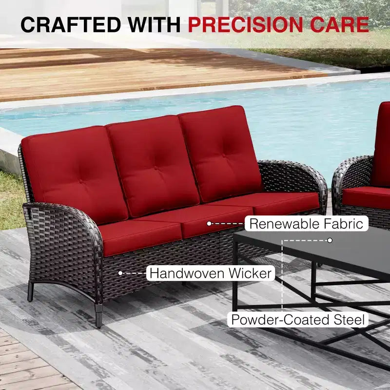 UPTIOT Outdoor Patio Set with Sofas, Swivel Chairs, Ottomans, and Side Table