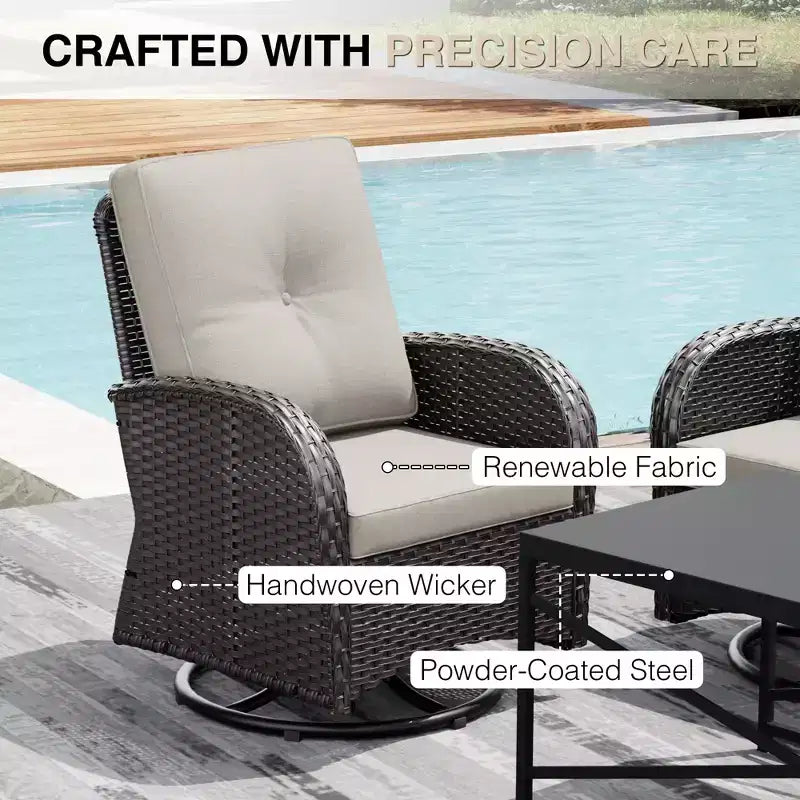 UPTIOT Outdoor Patio Set with Sofas, Swivel Chairs, Ottomans, and Side Table