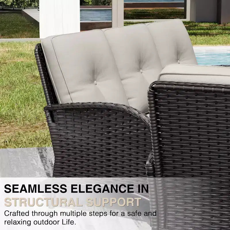UPTIOT Outdoor Patio Set with Fire Pit, Sofa, Swivel Chairs, and Side Tables