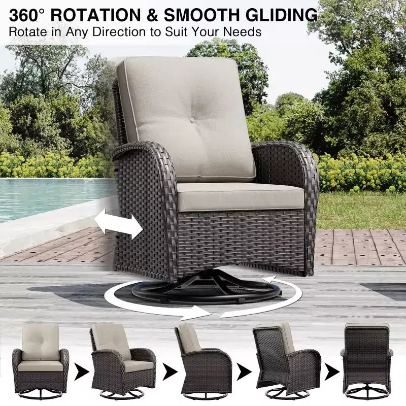 UPTIOT Outdoor Patio Set with Fire Pit, Sofa, Swivel Chairs, and Side Tables