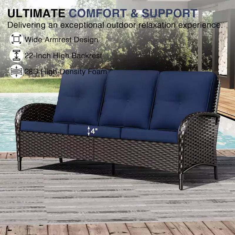 UPTIOT Outdoor Patio Set with Fire Pit, Sofa, Swivel Chairs, and Side Tables