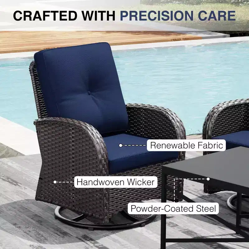 UPTIOT Outdoor Patio Set with Fire Pit, Sofa, Swivel Chairs, and Side Tables