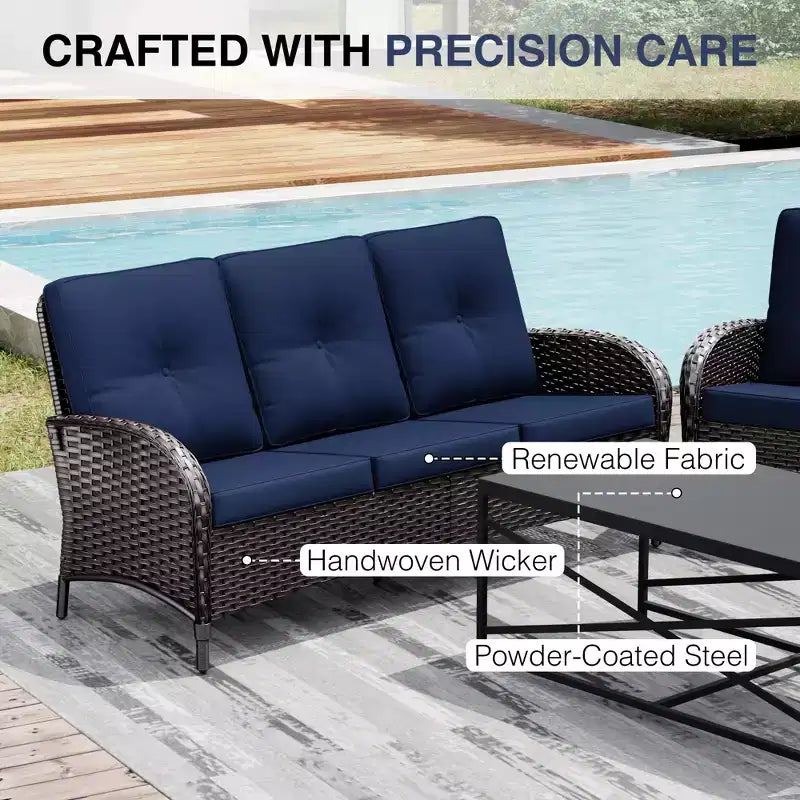 UPTIOT Outdoor Patio Set with Fire Pit, Sofa, Swivel Chairs, and Side Tables