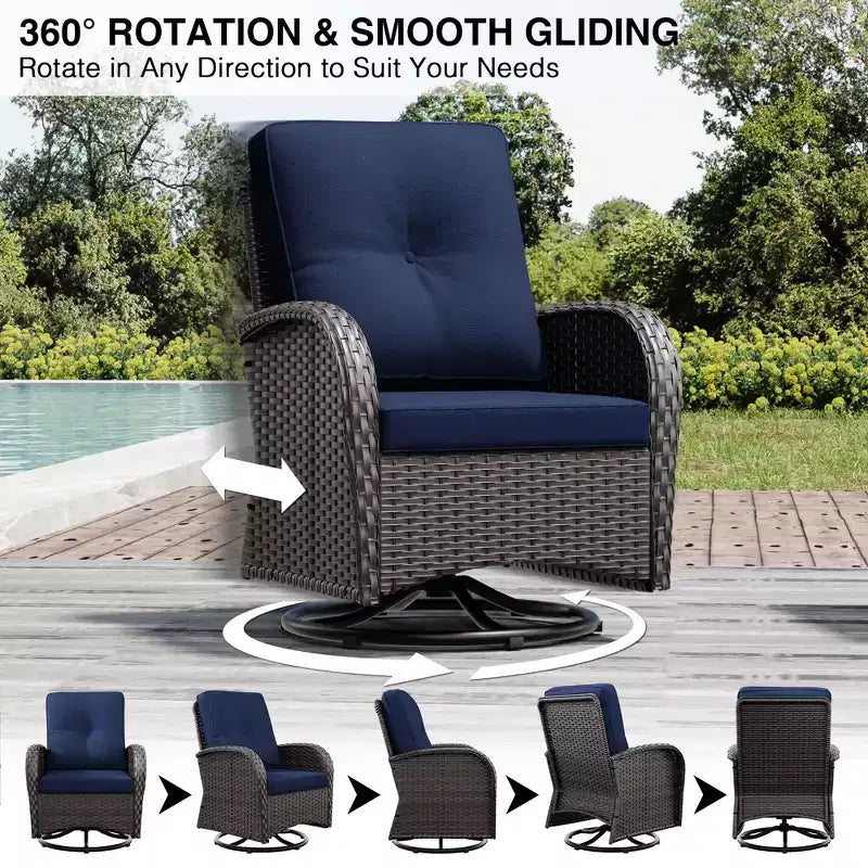 UPTIOT Outdoor Patio Set with Fire Pit, Sofa, Swivel Chairs, and Side Tables