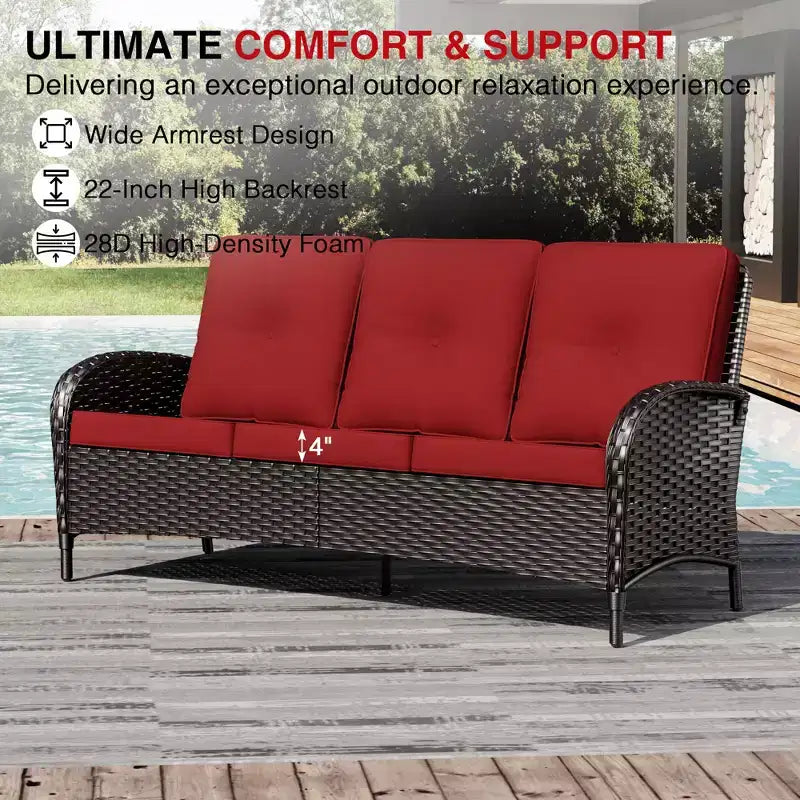 UPTIOT Outdoor Patio Set with Fire Pit, Sofa, Swivel Chairs, and Side Tables
