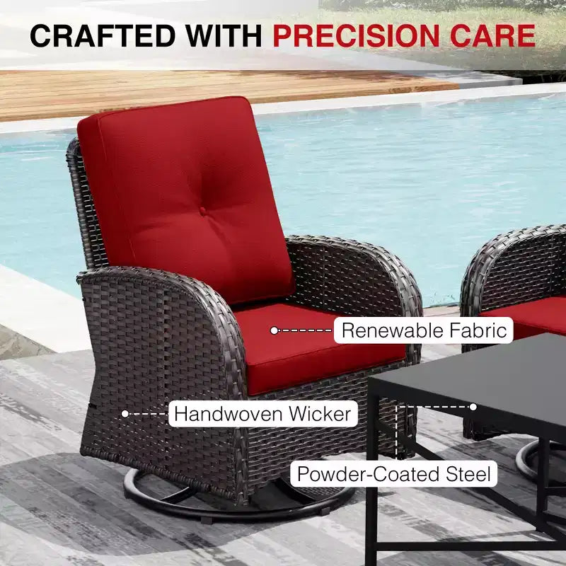 UPTIOT Outdoor Patio Set with Fire Pit, Sofa, Swivel Chairs, and Side Tables