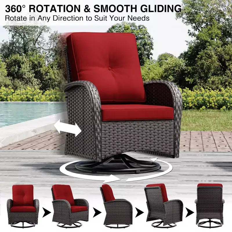 UPTIOT Outdoor Patio Set with Fire Pit, Sofa, Swivel Chairs, and Side Tables