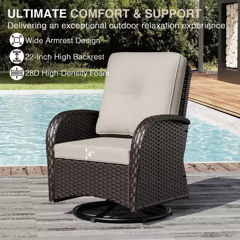 UPTIOT Outdoor Patio Set with Fire Pit, Sofa, Swivel Chairs, and Side Tables