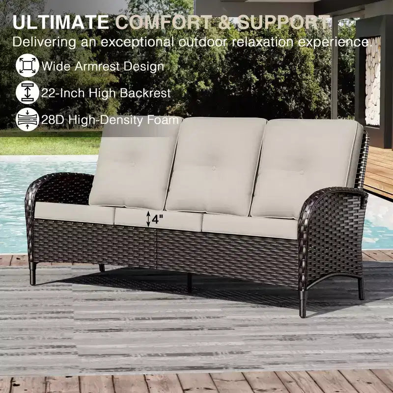 UPTIOT Outdoor Patio Set with Fire Pit, Sofa, Swivel Chairs, and Side Tables
