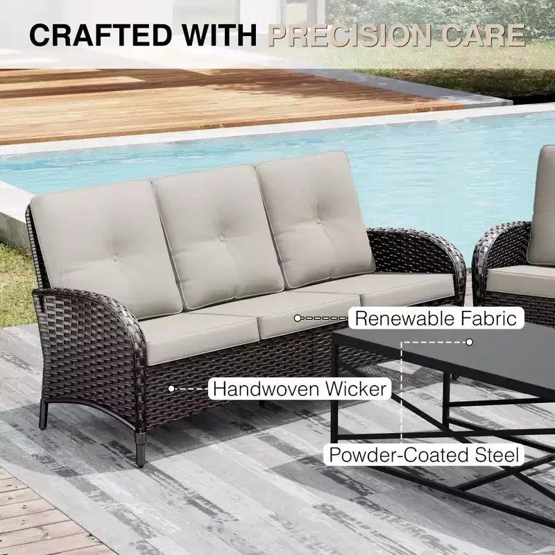 UPTIOT Outdoor Patio Set with Fire Pit, Sofa, Swivel Chairs, and Side Tables