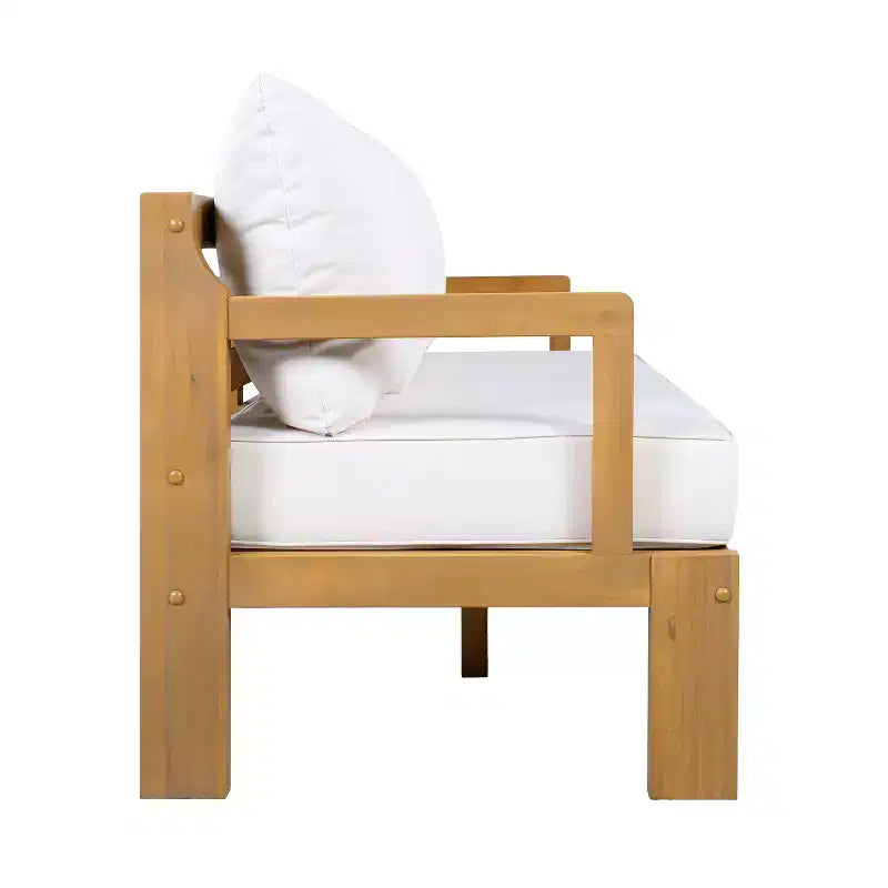 Christopher Knight Home Ivetta Modern 3 Piece Patio Acacia Wood Seating Set and Coffee Table