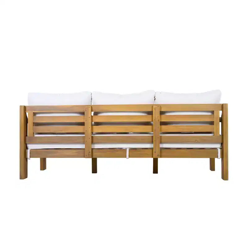 Christopher Knight Home Ivetta Modern 3 Piece Patio Acacia Wood Seating Set and Coffee Table