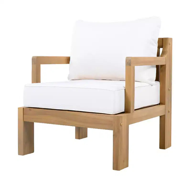 Christopher Knight Home Karolina Modern 4 Piece Patio Acacia Wood Seating Set and Coffee Table