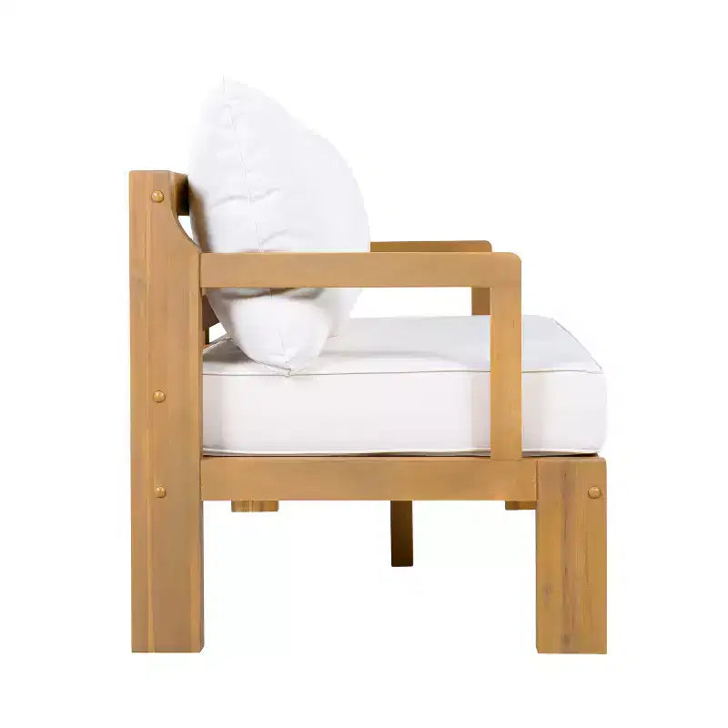Christopher Knight Home Karolina Modern 4 Piece Patio Acacia Wood Seating Set and Coffee Table