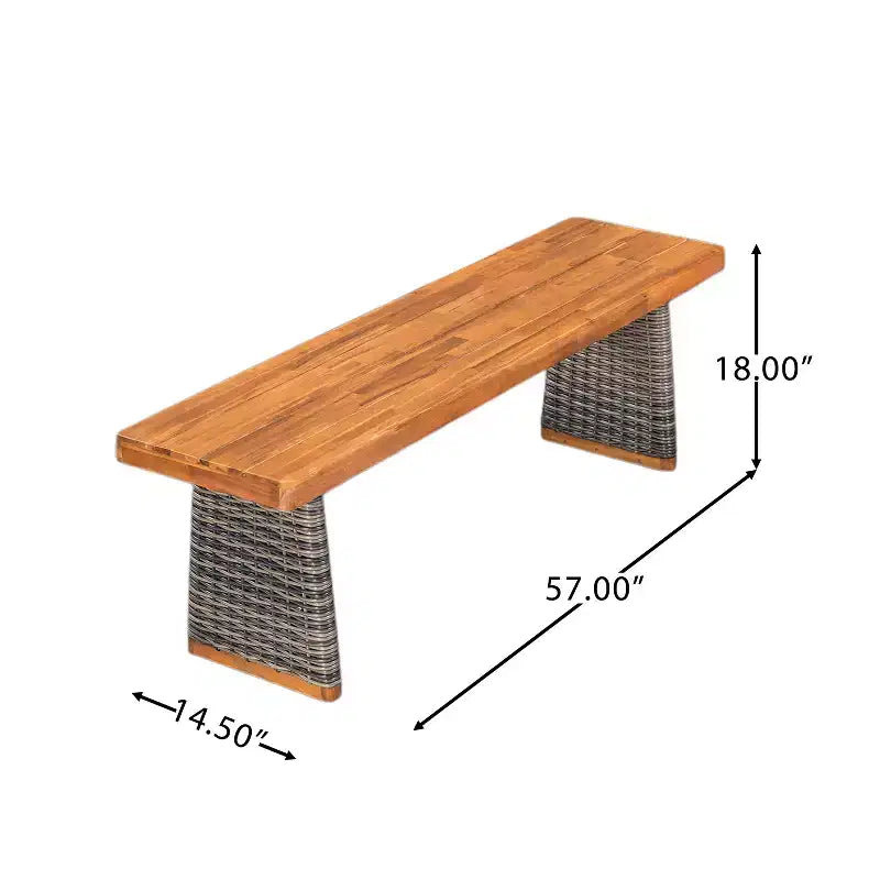 Christopher Knight Home Clara Rustic 3 Piece Acacia Patio Dining Set with Rattan Weave Benches
