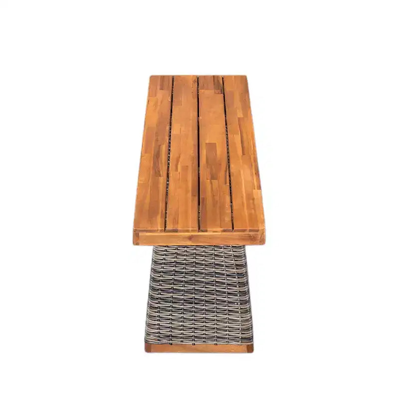 Christopher Knight Home Clara Rustic 3 Piece Acacia Patio Dining Set with Rattan Weave Benches