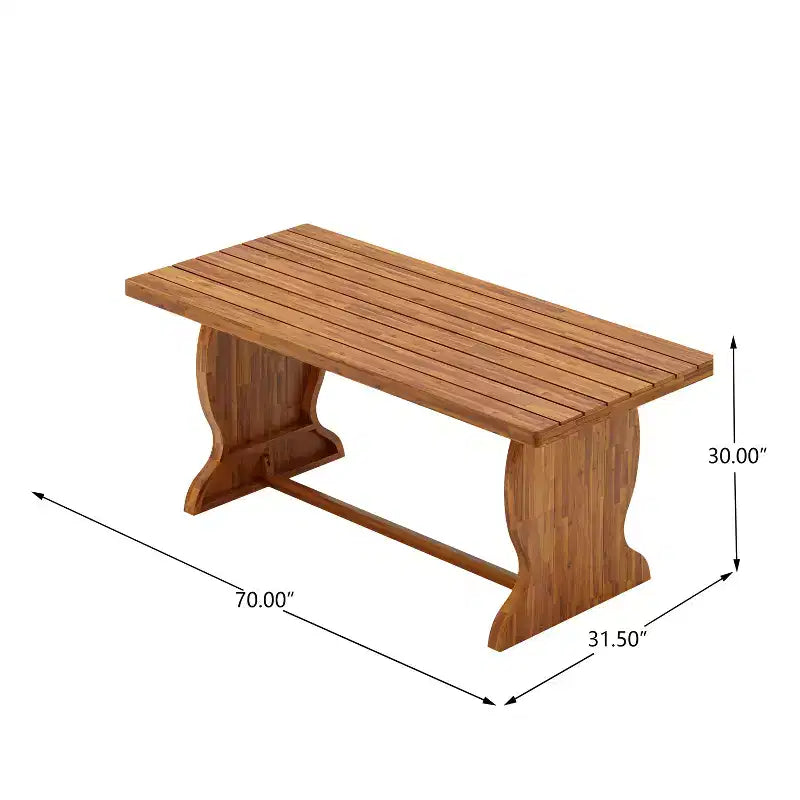 Christopher Knight Home Clara Rustic 3 Piece Acacia Patio Dining Set with Rattan Weave Benches