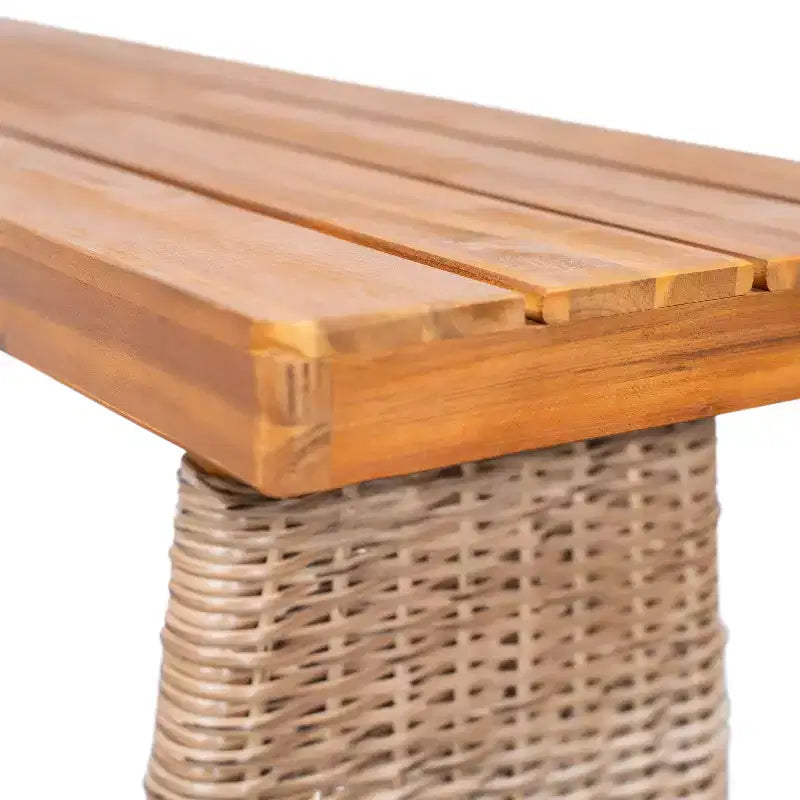 Christopher Knight Home Clara Rustic 3 Piece Acacia Patio Dining Set with Rattan Weave Benches