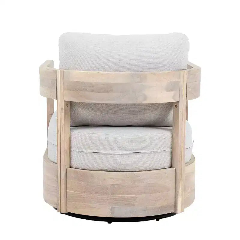 Christopher Knight Home Telluride 3 Piece Modern Patio Acacia Wood 360 Swivel Club Chairs with Lightweight Concrete Side Table