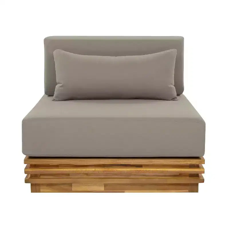 Christopher Knight Home Nolan Patio Modern Acacia Wood 3-Piece Patio Conversation Set with Oversized Club Chairs and Side Table